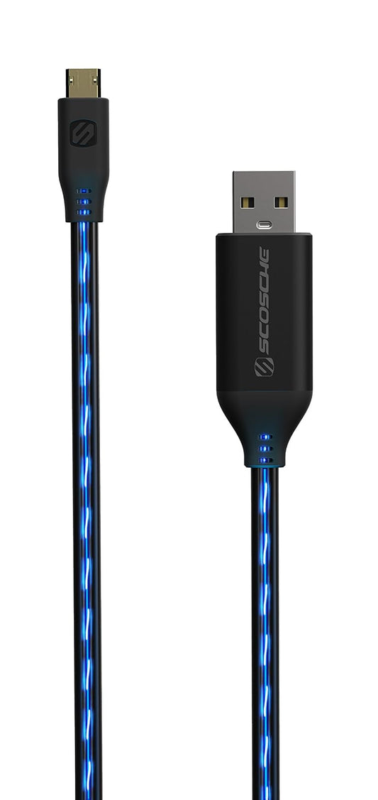 SCOSCHE EZFLOA Strikeline FLO Charge & Sync Streaming Light Cable for ALL micro-USB Devices 3-ft. Black