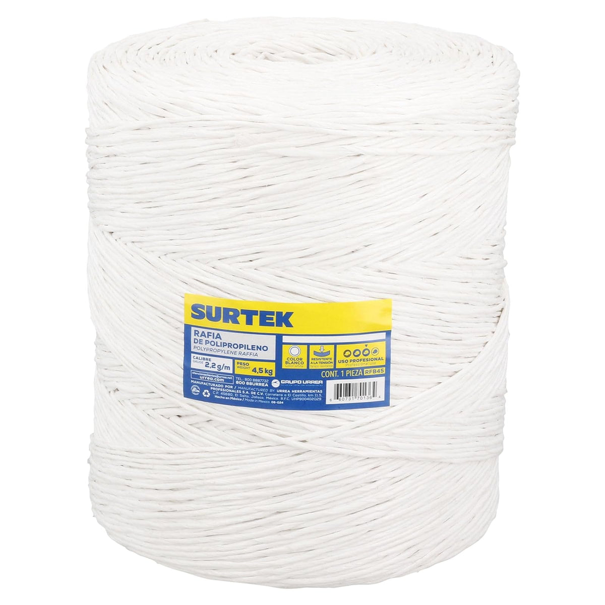 Surtek RFB45 Rafia de Polipropileno Blanca 2.2 g/m