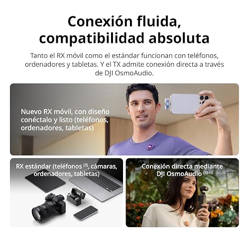 DJI Mic Mini 2 (1 TX + 1 RX estándar), micrófono lavalier inalámbrico | Para iPhone 17/16/15 y Android/cámara/tableta/PC, ultraligero, batería de 11.5 h, cancelación de ruido, vlogs y streaming