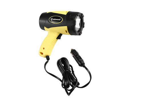 attwood 11794-7 - Foco de Emergencia LED portátil de 5 W, Enchufe Adaptador de 12 V, Color Amarillo y Negro