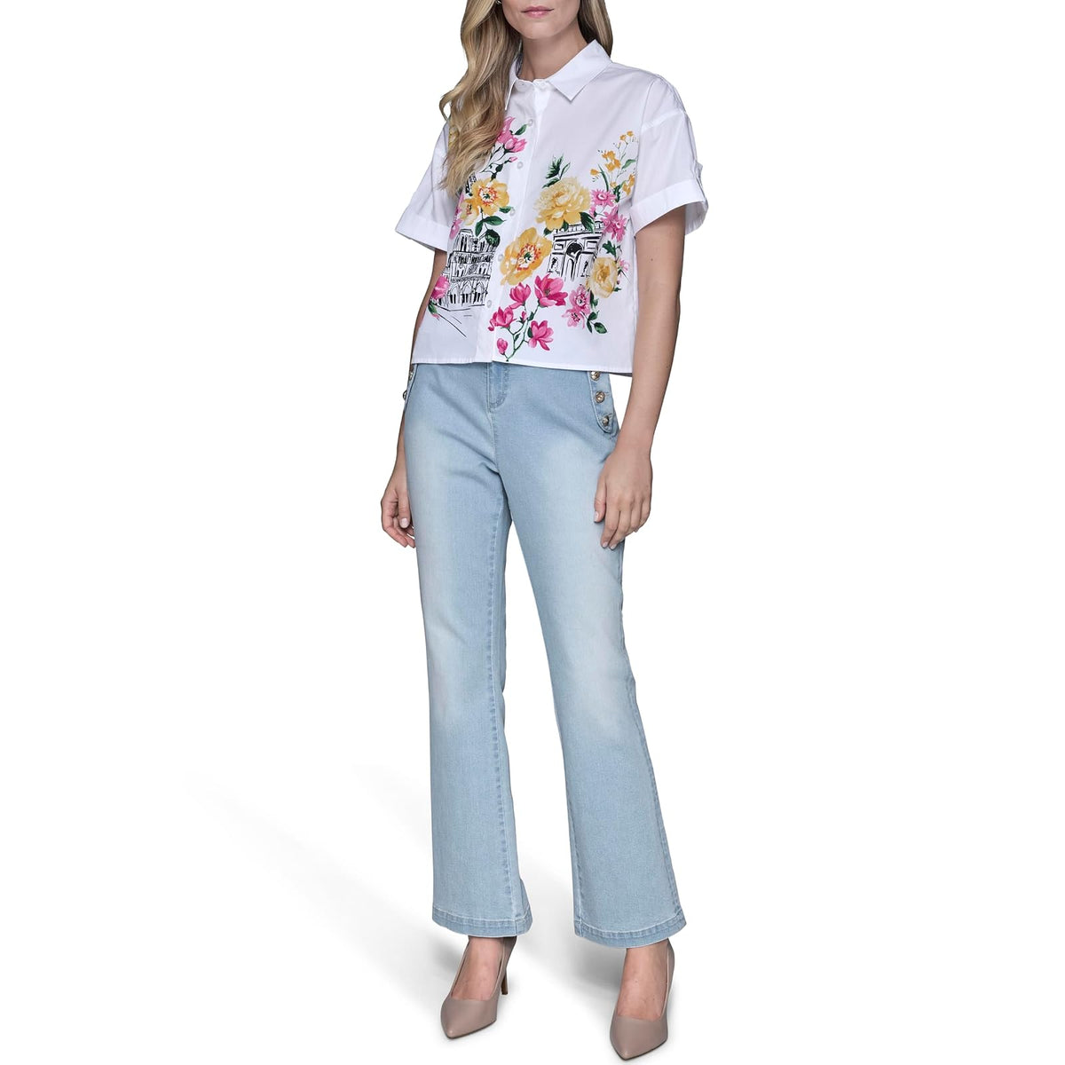 Karl Lagerfeld - Blusa Pop con diseño de Flores para Mujer