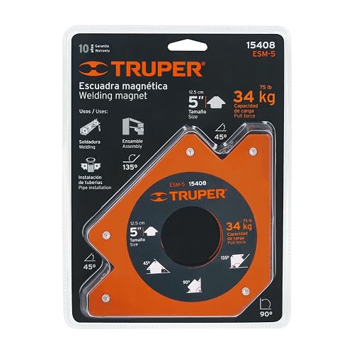 Truper ESM-5, Escuadra magnética 5" para soldar capacidad 34 kg