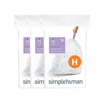 simplehuman Bolsas de Basura a la Medida Paquete de 60 - 60 Count (Pack of 1) - Large
