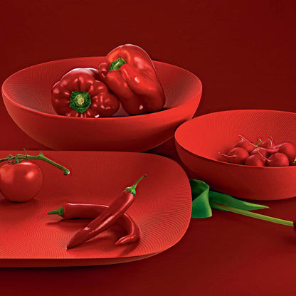 Alessi - tazón doble de pared de acero con resina epoxi, color rojo con decoración en relieve, talla única
