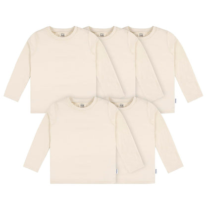 Gerber Paquete de 5 Camisetas de Manga Larga para Bebé y Niño Pequeño, Unisex - Natural - 2T