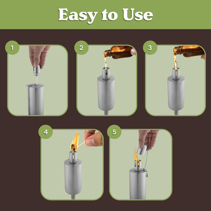 Pure Garden - Antorcha de Mesa de Acero Inoxidable Recargable de 26,7 cm de Alto, antorchas de citronela para Exteriores - Linternas de Mesa para Patio Exterior o Cubierta, lámpara de Aceite para