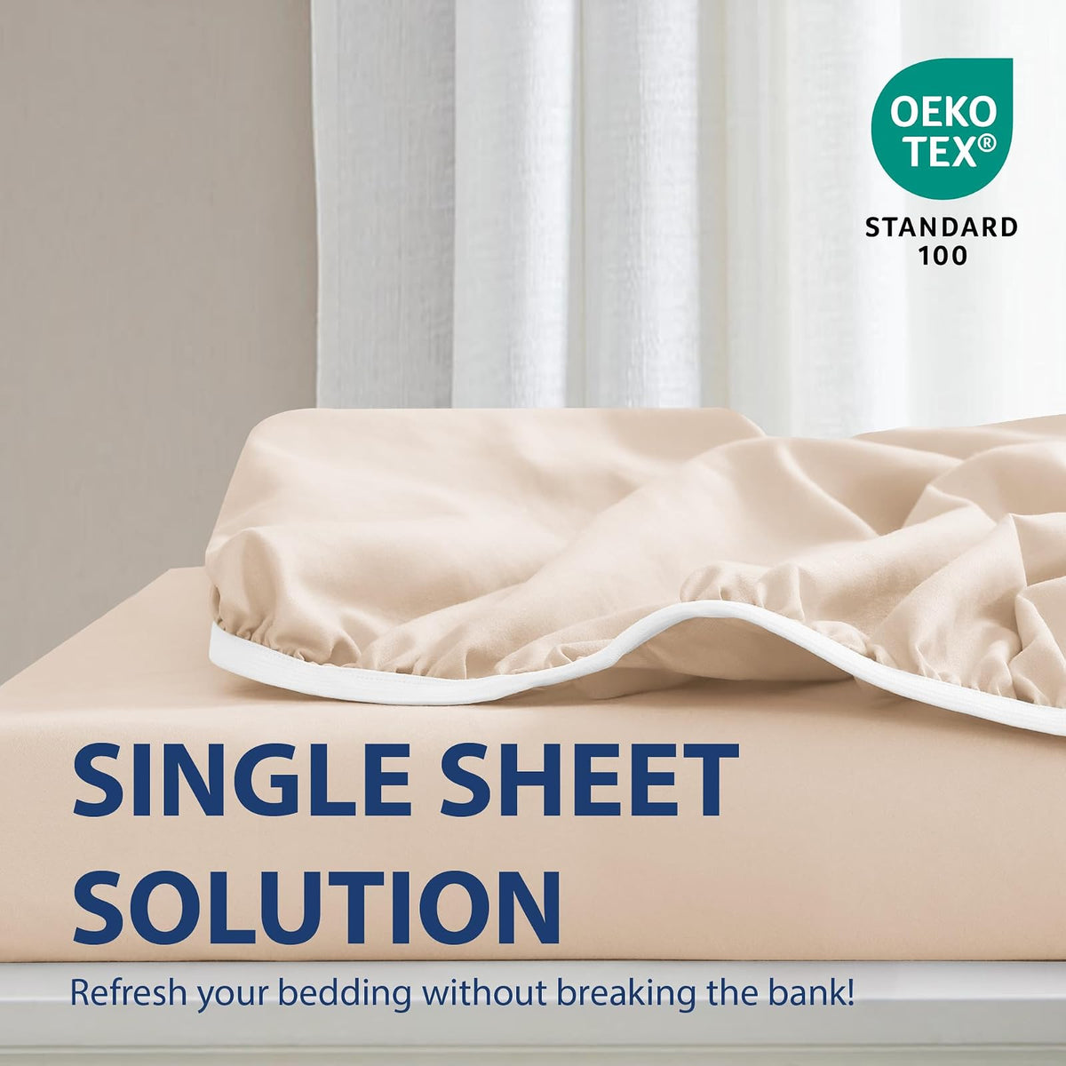 Cathay Home Sábana Bajera Ajustable Doble Cepillado Ultra Suave – Resistente a Las Arrugas y a la decoloración – Sábana Ajustable con Bolsillo estándar de 14 Pulgadas Solamente – Ajuste Personalizado