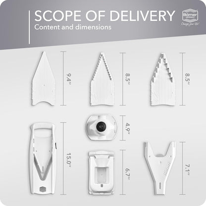 Reston Lloyd - Cortador de alimentos para mandolina Börner V5 (juego Profi) - V-Slicer con 4 inserciones, estación de acoplamiento y soporte para alimentos • Fabricado en Alemania • Picador de frutas