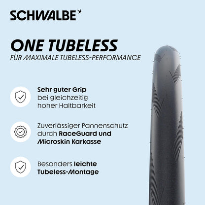 Schwalbe One TLE Performance Faltreifen // 28-622 (700x28C) RaceGuard Skin clásico