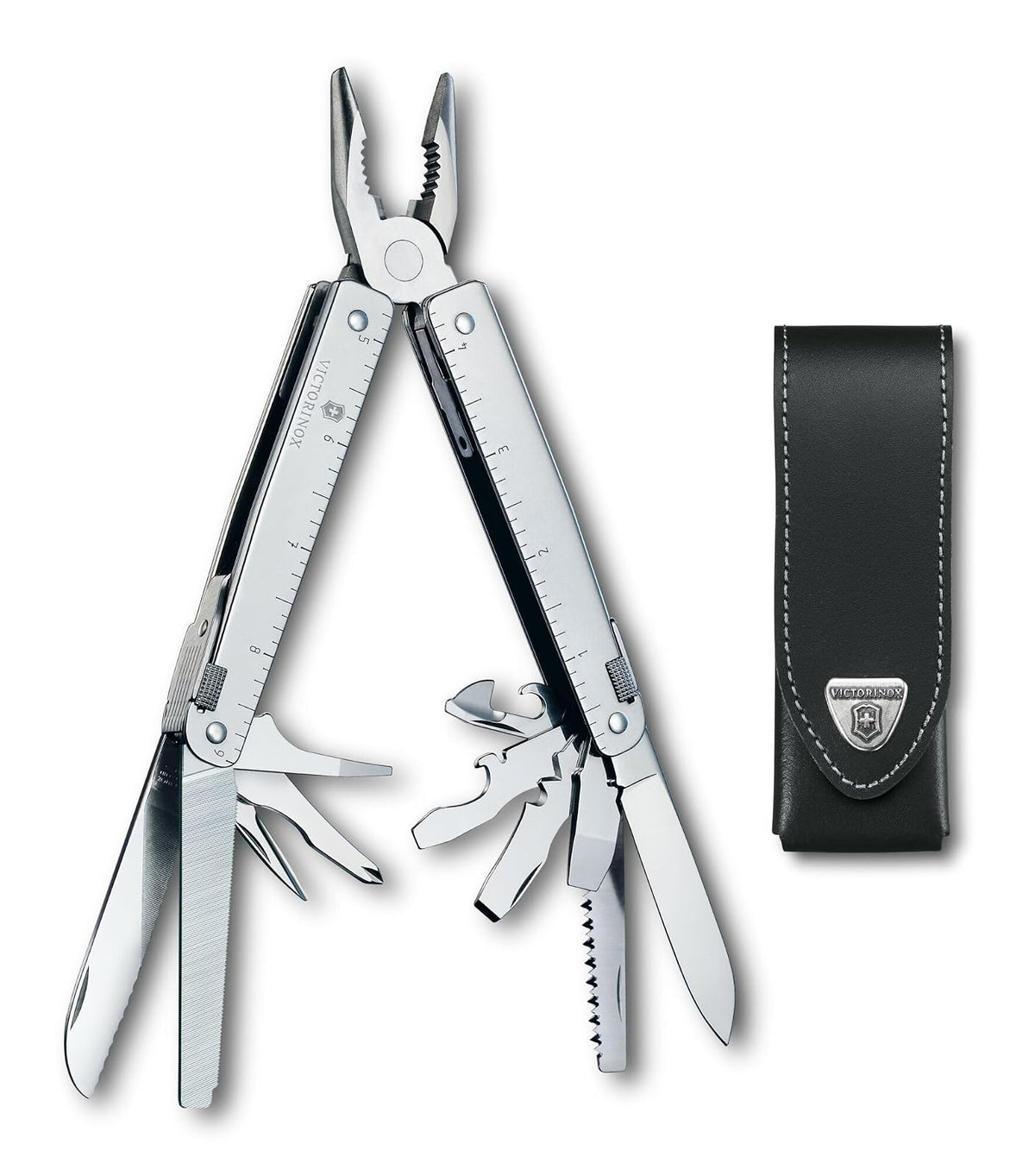 Victorinox SwissTool Multiherramienta con Funda de Piel, Plata - Swisstool - Multiherramientas