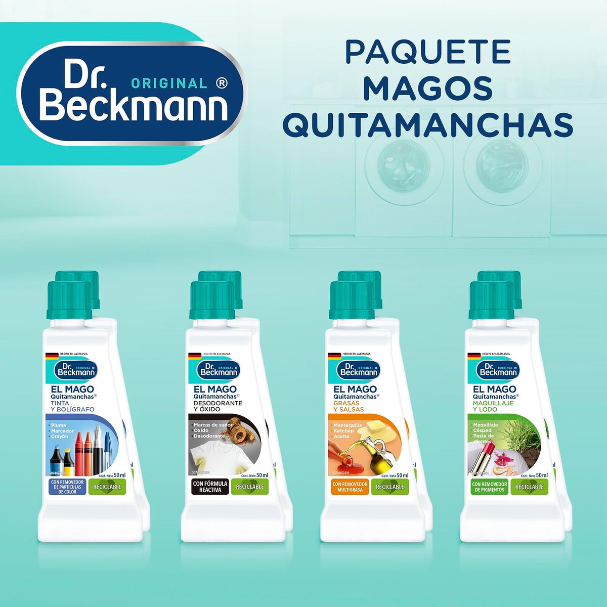 Dr. Beckmann Kit de Magos Quitamanchas, 8 botellas de 50 ml