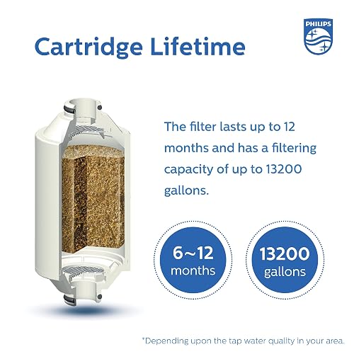 PHILIPS - Cartucho de filtro de ducha, material KDF certificado por la NSF, filtración de doble malla, reduce el cloro, las impurezas y los sedimentos oxidados (cartucho de filtro de ducha)
