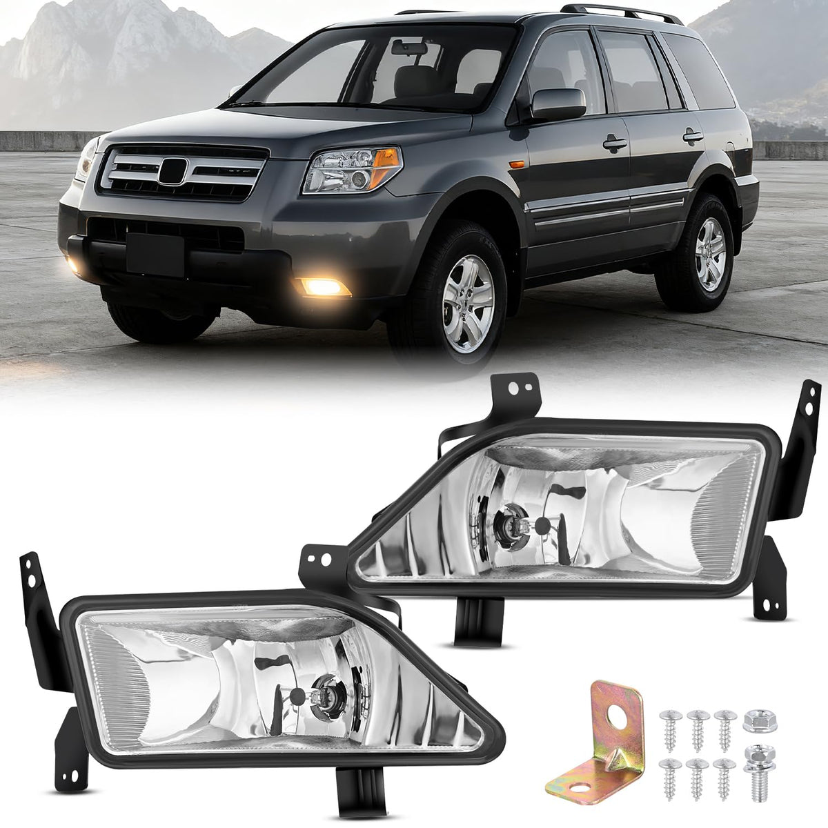 Nilight Faros de Niebla H8 12V 25W para Honda, Lente Transparente - Honda Pilot 2006-2008