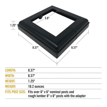 Nuvo Iron ADPBS6 - Base de falda de aluminio para postes de 6 x 6 pulgadas, 1 unidad (paquete de 1), color negro