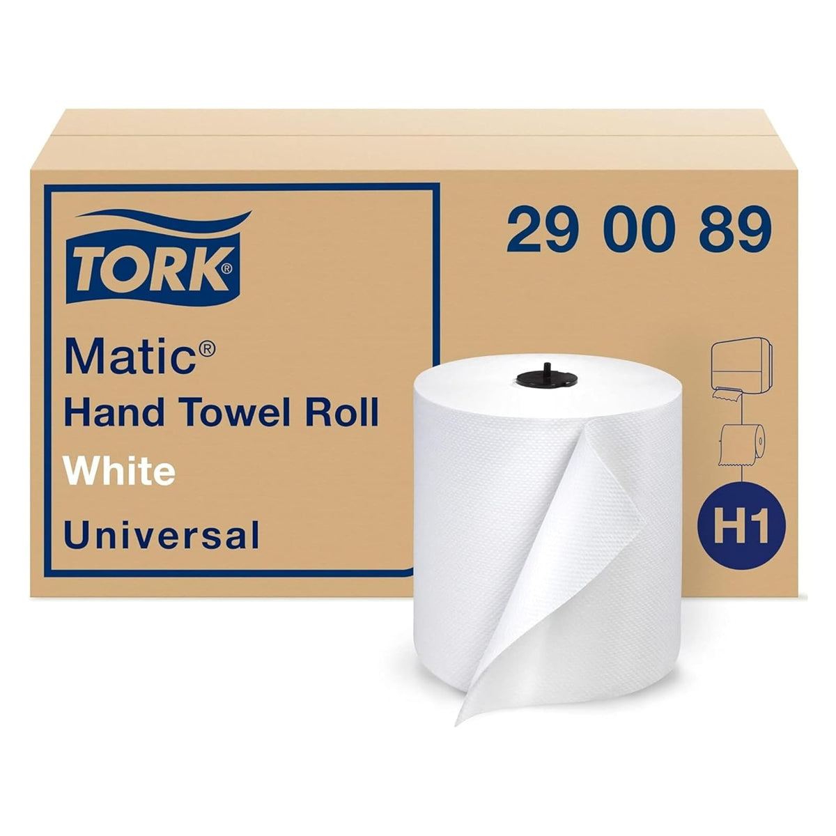 Tork Matic Paper Rollo de toallas de mano blanco H1, universal, 100% fibra reciclada, 6 rollos x 700 pies, 290089