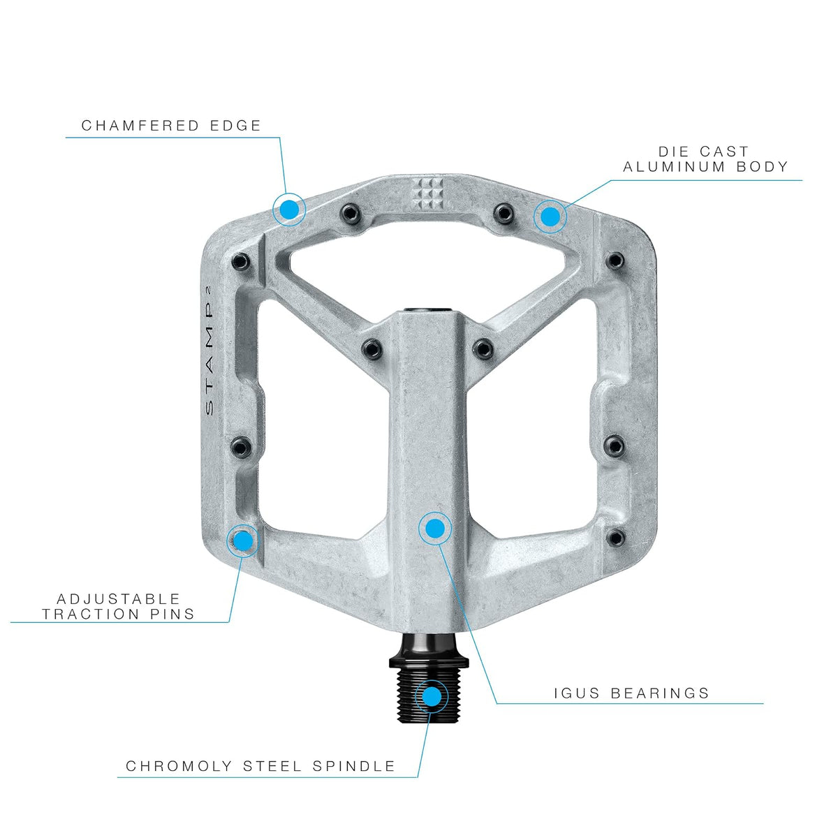 Crankbrothers Stamp Flat BMX/MTB Bike Pedal - Platform Bicycle Pedal, Minimal Profile, Adjustable Grip