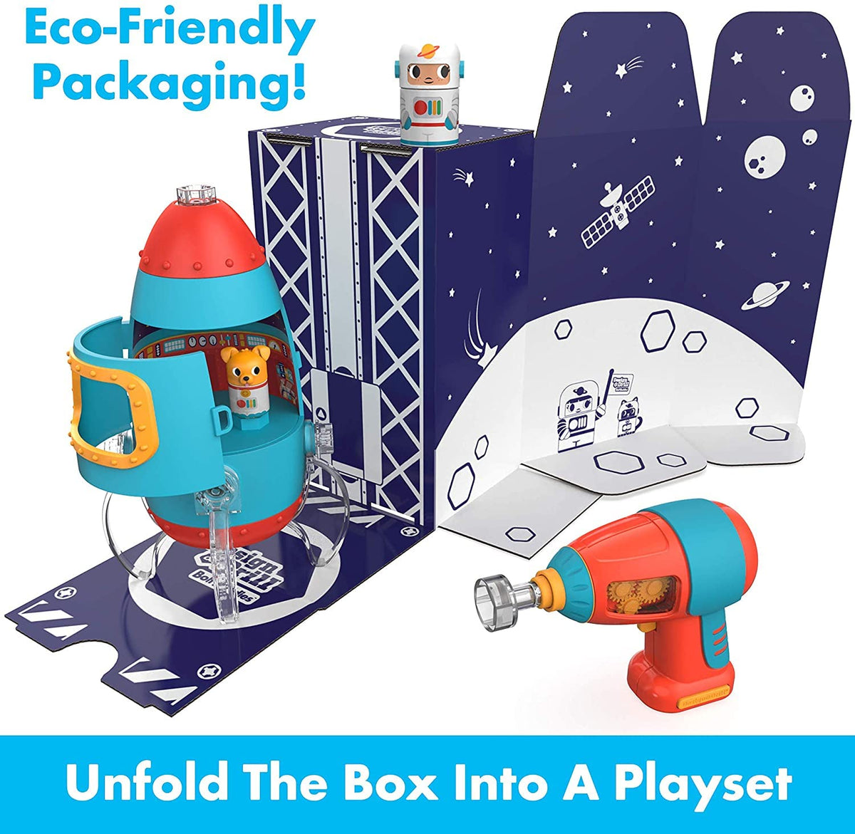 Educational Insights Design & Drill Bolt Buddies Rocket, Juguete para desarrollar Habilidades motrices Finas y Aprender CTIM, Taladro de Juguete Perfecto para Mayores de 3 años