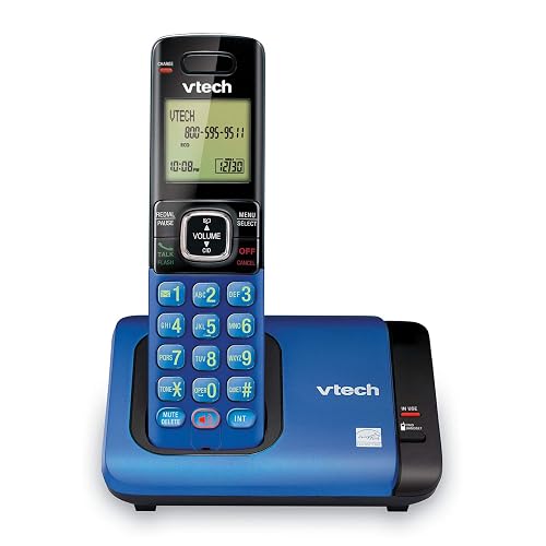 Teléfono Vtech DECT 6.0 con base para identificación de llamadas y llamada en espera, Azul/Negro