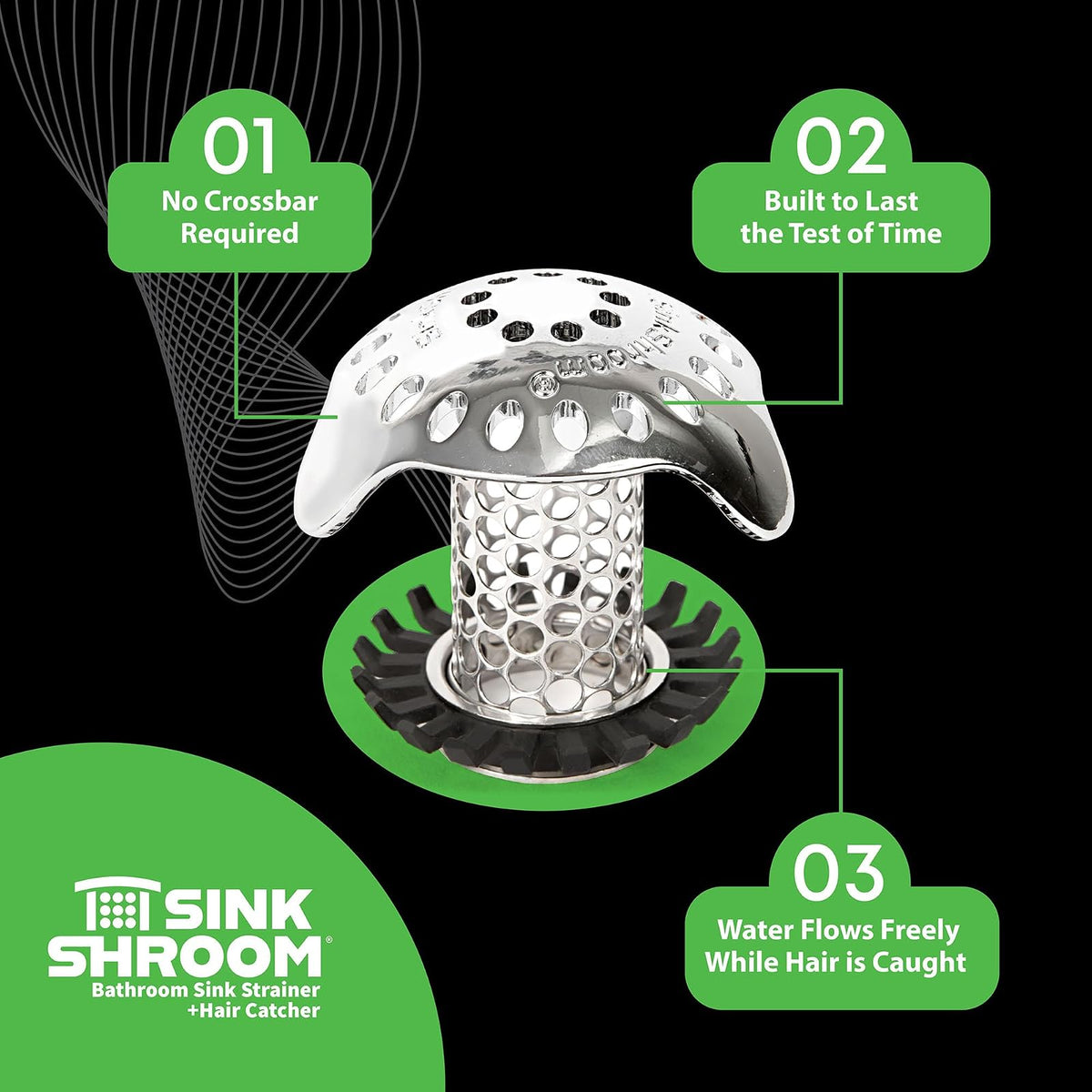 SinkShroom Protector de Drenaje de Fregadero de baño Ultra revolucionario, Acero Inoxidable