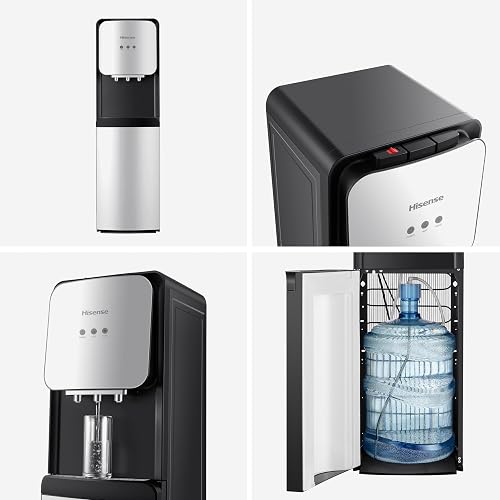 Hisense H04WDBS3S3-Dispensador de Agua, Carga Oculta, Gris | Enfriamiento rápido,Alerta de Agua Baja,Bloqueo de Seguridad para Agua Caliente,Dispensador de Agua en Múltiples Temperaturas