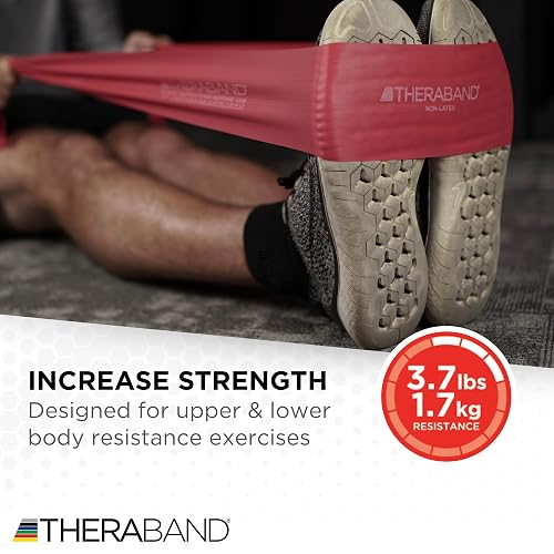 TheraBand Resistance Bands Set, Professional Non-Latex Elastic Band For Upper & Lower Body Exercise, Strength Training without Weights, Physical Therapy, Lower Pilates, Rehab, Beginner & Advanced