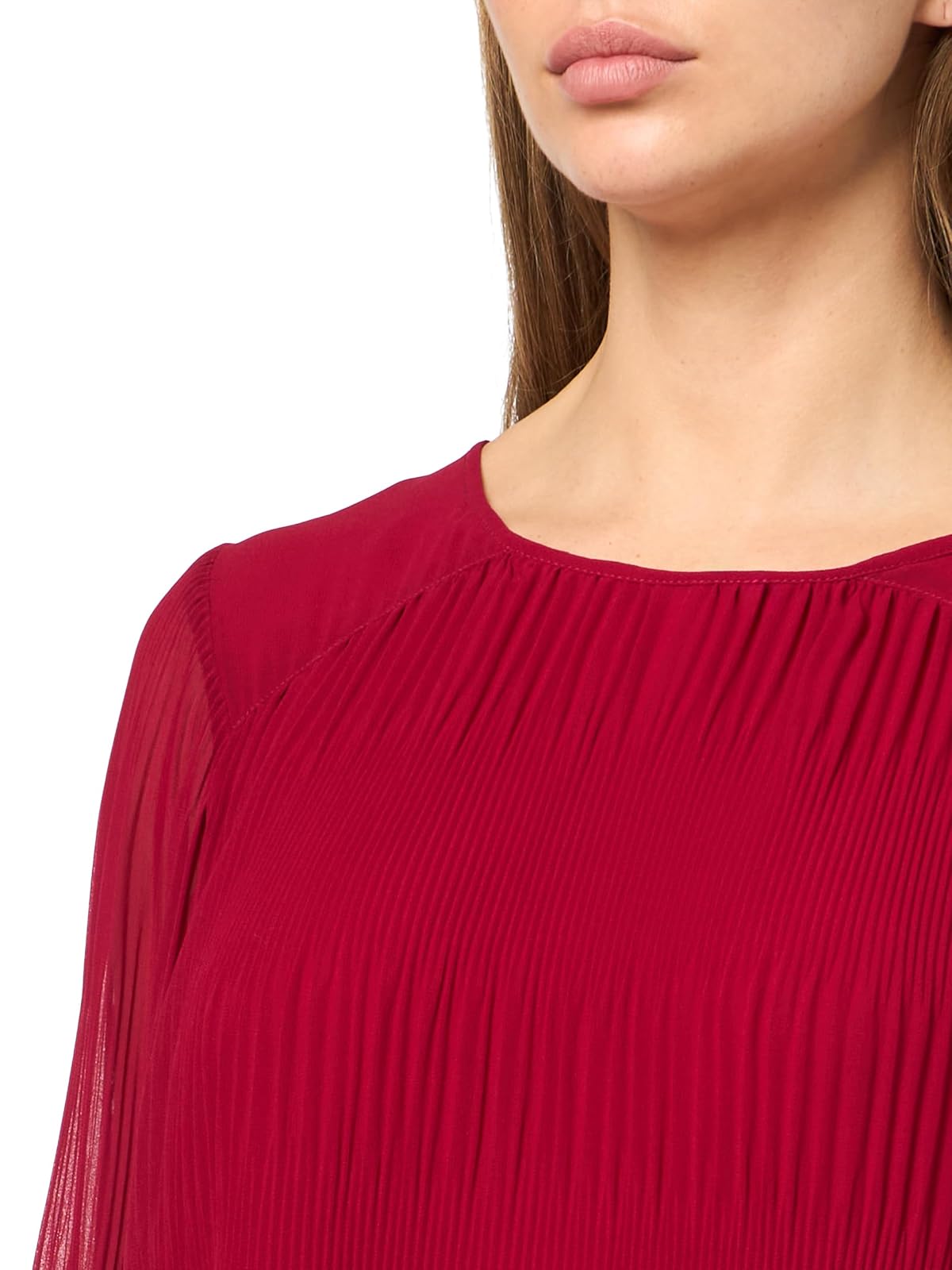 Calvin Klein - Blusa Plisada con Cuello Redondo para Mujer