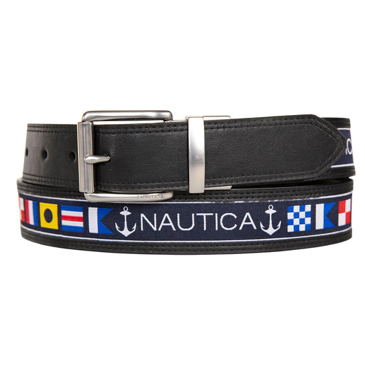 Nautica Nautica Cinturón reversible para hombre con patrón de bandera Cinturón para Hombre