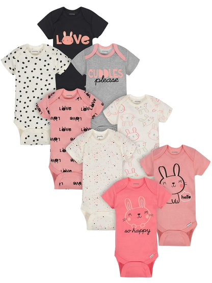 Onesies Brand Paquete de 8 Bodies para Bebé Niño - 12 Meses - Conejito de Amor.