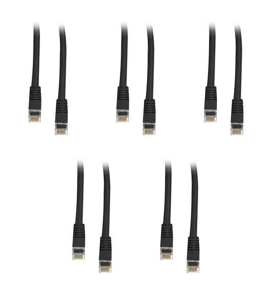C&E Shielded Cat5e 7-Foot Snagless/Molded Boot Ethernet Cable, Black, Pack of 5 (CNE55586)