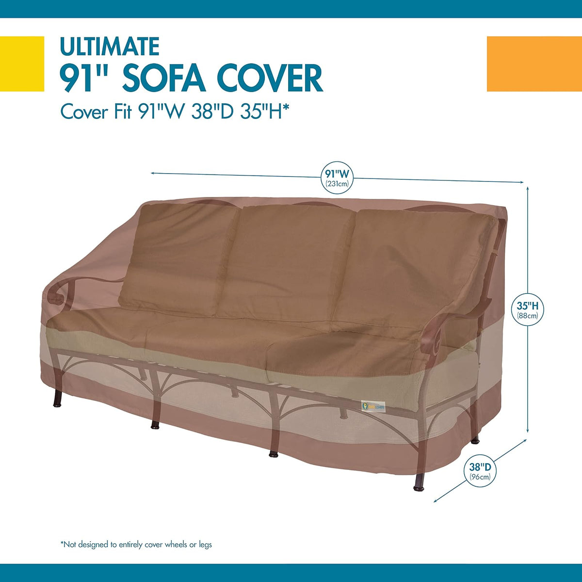 Duck Covers Ultimate - Funda Impermeable para sofá de Patio de 91 Pulgadas, Fundas para Muebles de Patio