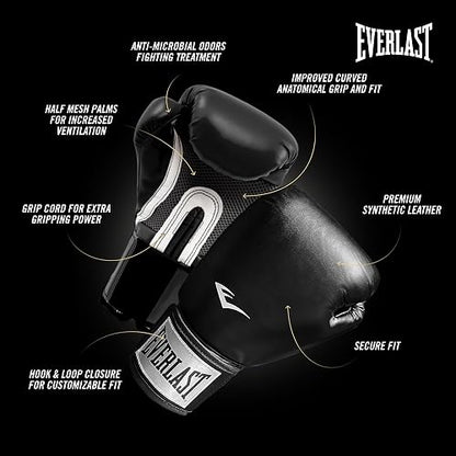 Everlast Prostyle 2 Guantes de Boxeo, Guantes de Entrenamiento de Nivel básico para Hombres y Mujeres, Cierre de Velcro y ventilación de Ajuste Seguro, Bolsa Pesada y Entrenamiento de Bolsa rápida