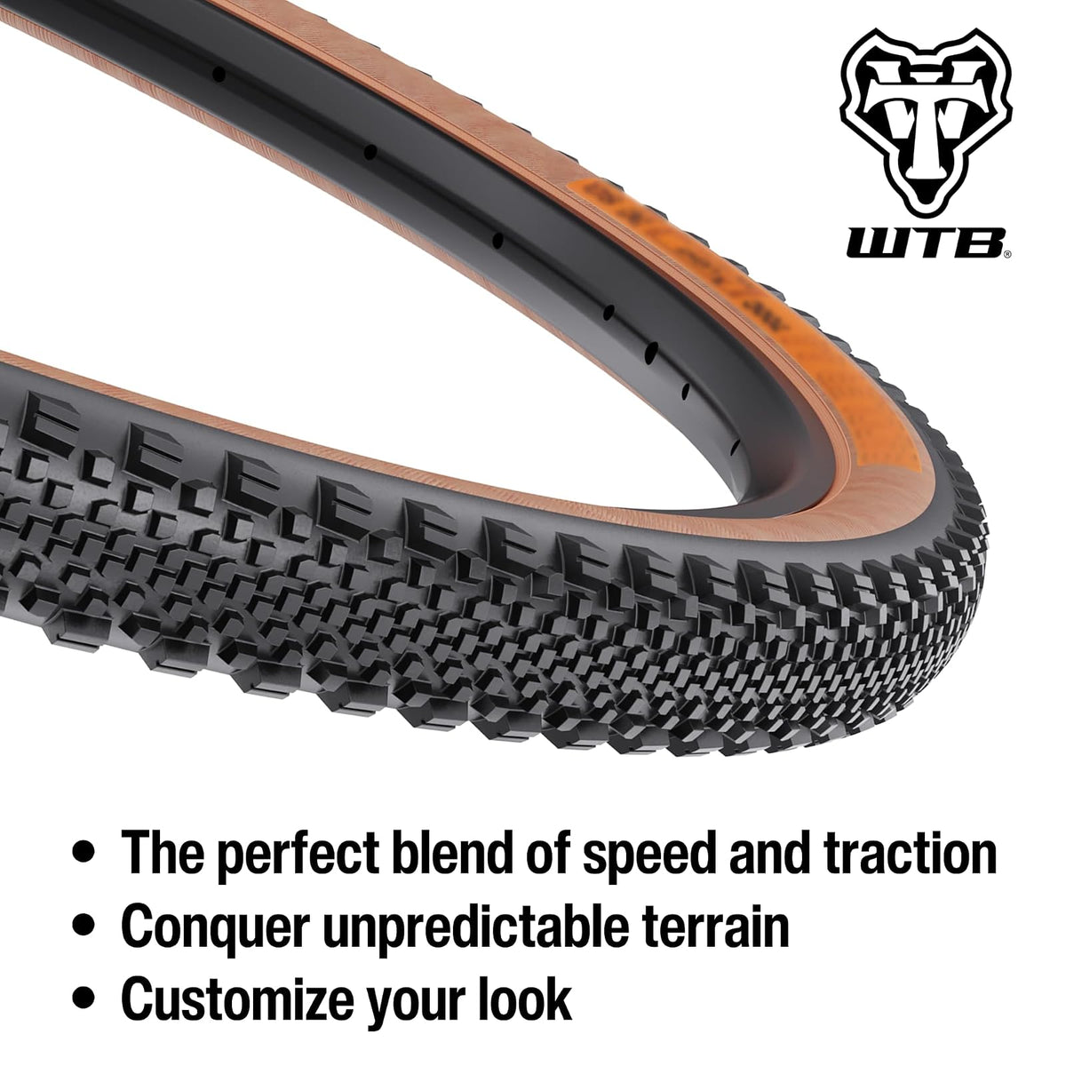 WTB Raddler Gravel Bike Tire (700c) Tubeless Folding - Light & Fast Rolling - SG2 Puncture Protection - Bikepacking (Black/Tan)