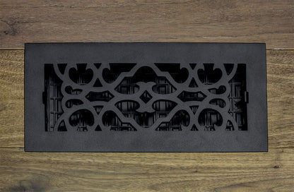 Decor Grates AC408-BLK - Registro victoriano para piso, 4 x 8 pulgadas, hierro fundido, negro