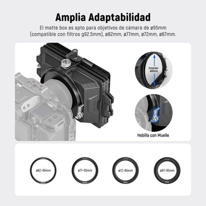 NEEWER Mini Caja Mate con Dos bandejas de Filtro de 4 x 5.75 Pulgadas, 4 adaptadores de Lente Circular, Bandera Superior de Fibra de Carbono, Compatible con Accesorios SmallRig Compatible con Filtro