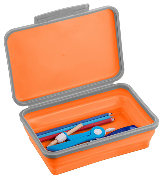 It's Academic Flexi - Caja de almacenamiento con tapa, diseño plegable para manualidades y material escolar, color naranja