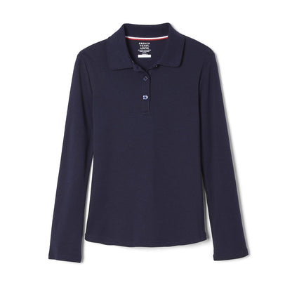 French Toast Polo Interlock de Manga Larga con Cuello Picot para Niña - 6 Años - marino