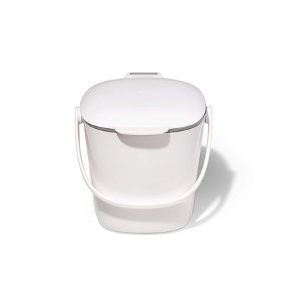 OXO Good Grips - Contenedor de compostaje fácil de Limpiar, carbón, 1.75 galas/6.62 l, plástico, 8.3 Pulgadas de Largo x 10.15 Pulgadas de Ancho x 12 Pulgadas de Alto - Blanco - 0.75 Gallon - BIN
