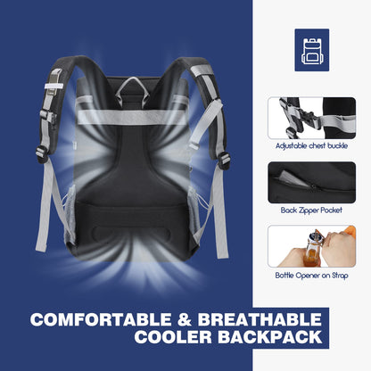Maelstrom Mochila Hielera 35/50 Latas, Bolsa Hielera Suave Hermética | Frío 16h, bolsillos múltiples, silbato emergencia, acolchado ergonómico transpirable. Ideal camping, pesca, senderismo