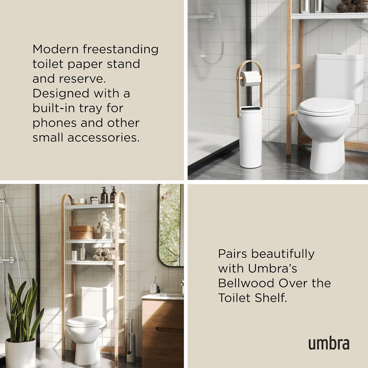 Umbra Bellwood Soporte de Papel higiénico con Compartimento de Almacenamiento para 3 Rollos
