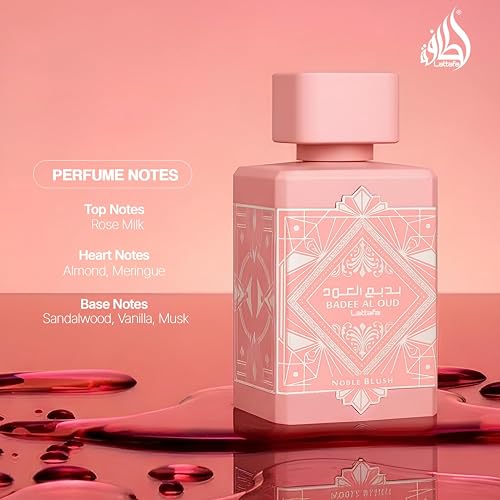 Lattafa Badee Al Oud Noble Blush Eau de Parfum Spray for Unisex, 3.4 Ounce