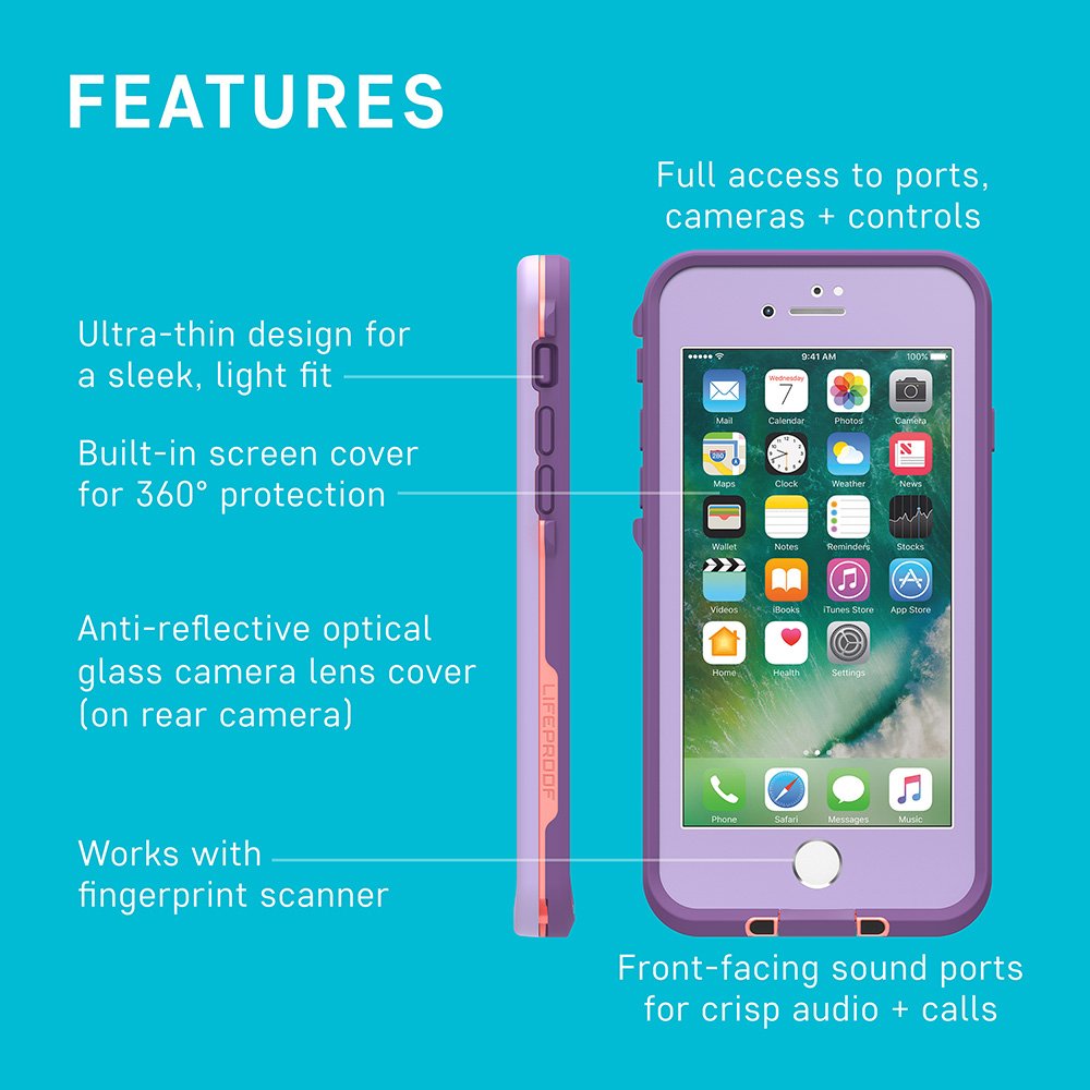Lifeproof FRĒ SERIES Protector a prueba de agua para iPhone 8 (solamente) - Empaque Retail - BANZAI (azul/verde)