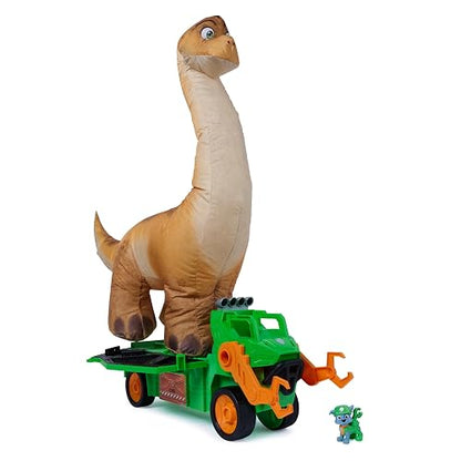 Paw Patrol: The Dino Movie, vehículo de Dinosaurio Megasaurus con Dinosaurio Inflable de 76,2 cm y Figura de acción de Rocky, Juguetes para niños y niñas preescolares, a Partir de 3 años