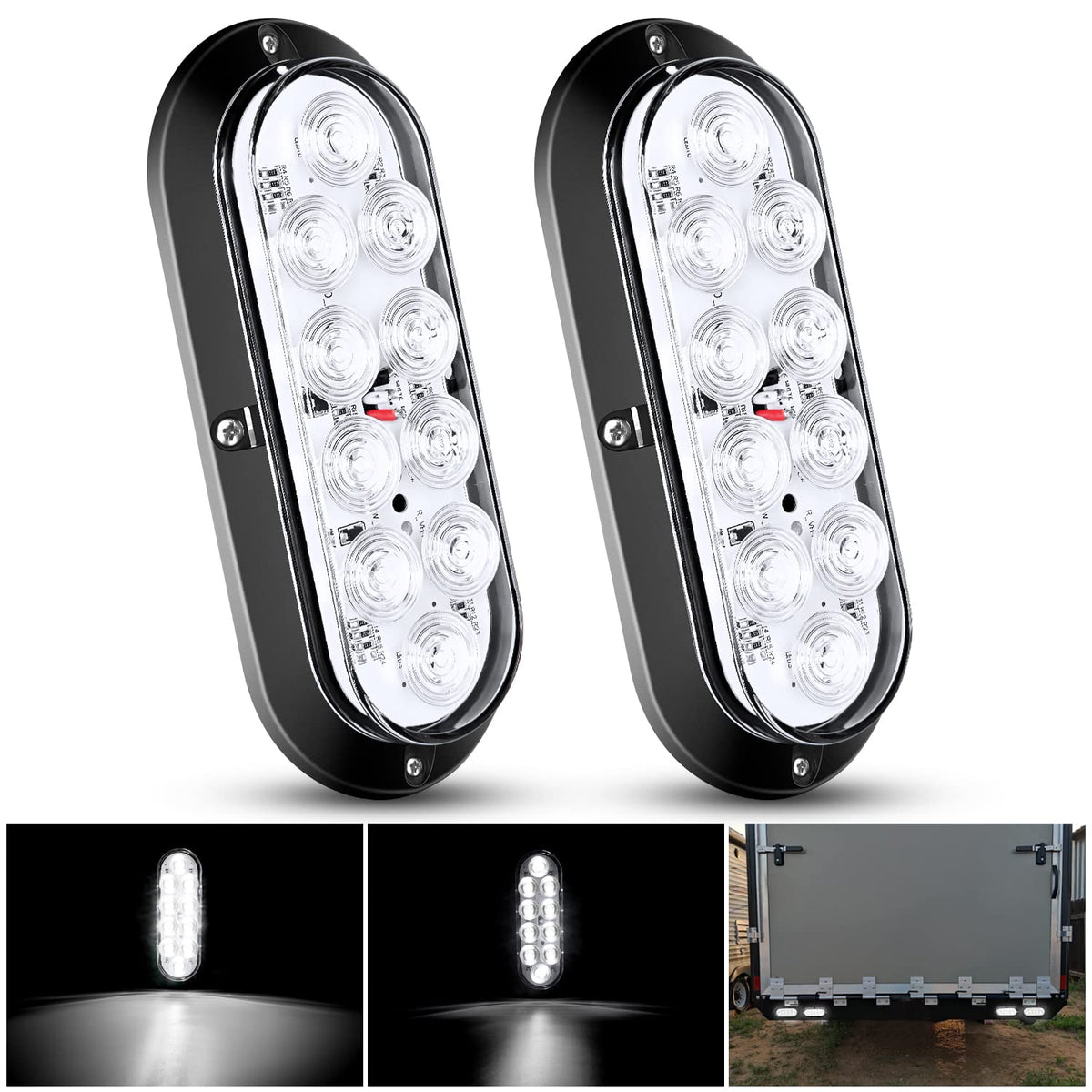 Nilight - Luz trasera LED ovalada de 6 pulgadas, color rojo y ámbar para remolque, 6 unidades, señales de giro de freno de parada a prueba de agua, luces de marcha atrás para camión, RV, barco, autobús, camión, caravana, 2 años de garantía - Tornillos de 
