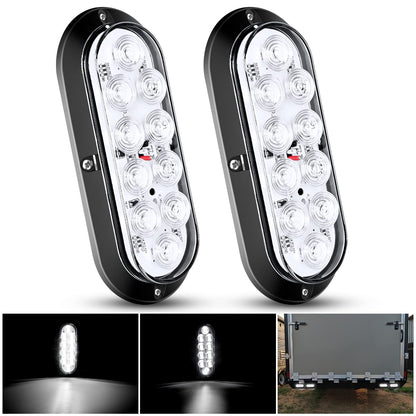 Nilight - Luz trasera LED ovalada de 6 pulgadas, color rojo y ámbar para remolque, 6 unidades, señales de giro de freno de parada a prueba de agua, luces de marcha atrás para camión, RV, barco, autobús, camión, caravana, 2 años de garantía - Tornillos de 