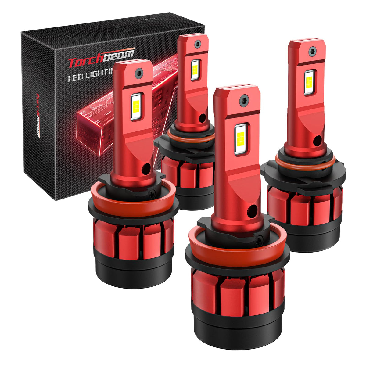 Torchbeam H11/H8/H9+9005/HB3 Bombillas Antiniebla Superbrillantes con Ventilador, Larga Vida, Paquete de 4
