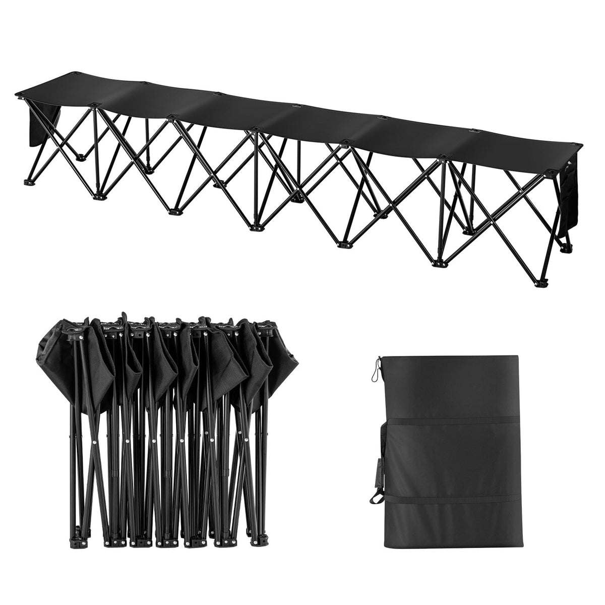 VEVOR Banco Deportivo Plegable portátil de 6 Asientos, Silla de Camping para Exteriores con Bolsa de Transporte