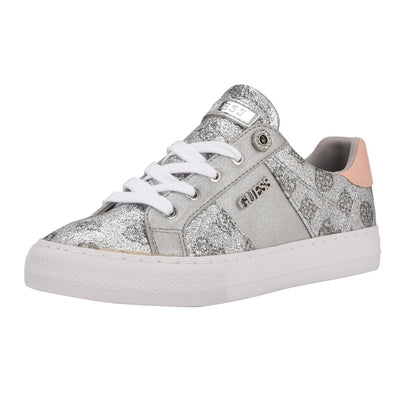 GUESS Loven Tenis Casual para Mujer - 25.5 cm - Plateado