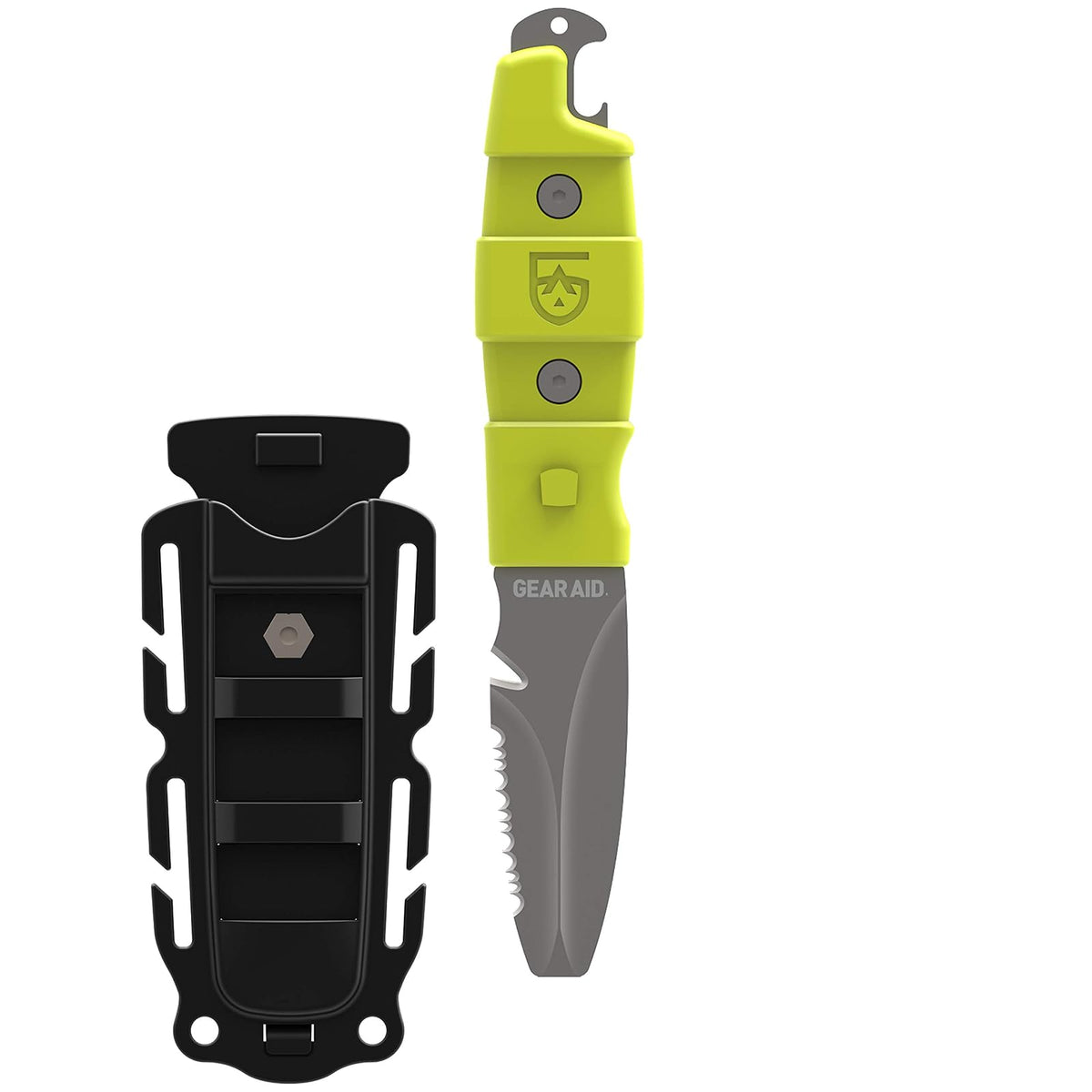 GEAR AID Akua - Cuchillo de paleta de punta roma con hoja dentada de 3 pulgadas y funda