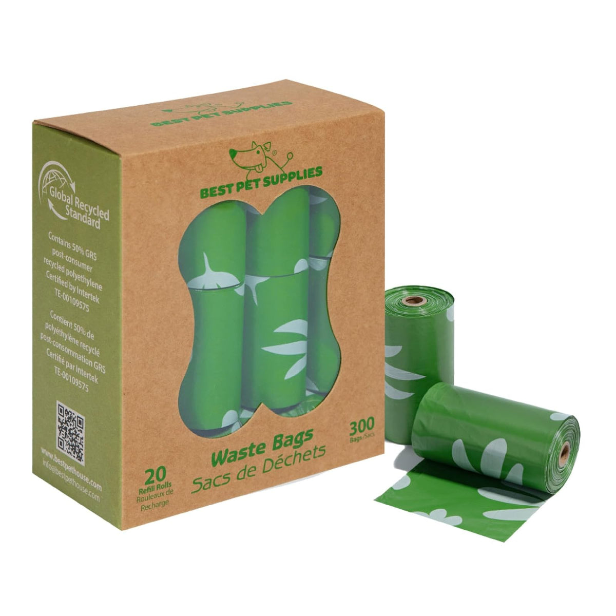 Best Pet Supplies Dispensador Reutilizable de Bolsas para Excremento de Perro, con Clip - Verde - 1 Count (Pack of 300)