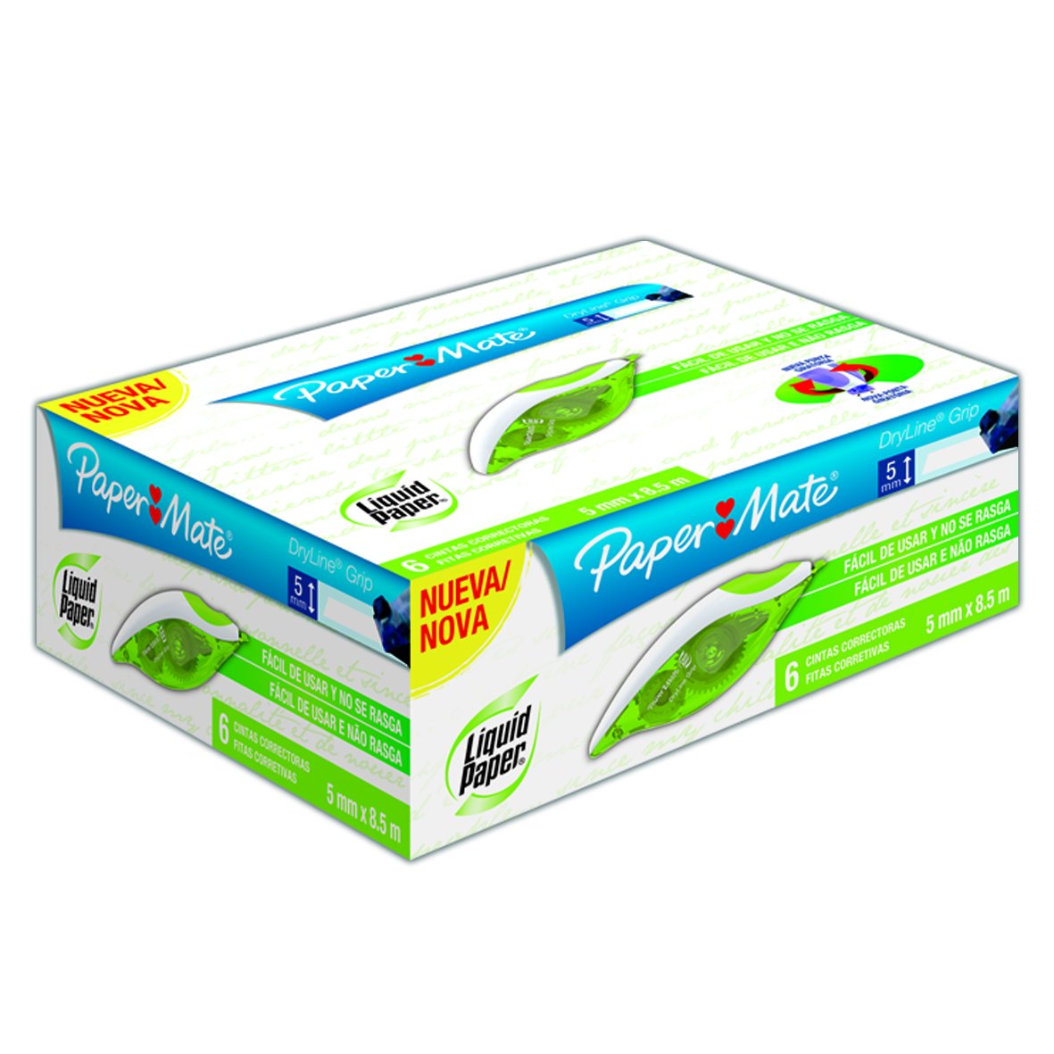 Paper Mate M17400110308 Liquid Paper Corrector en Cinta con Diseño Ergonómico de 5mm x 8.5 m
